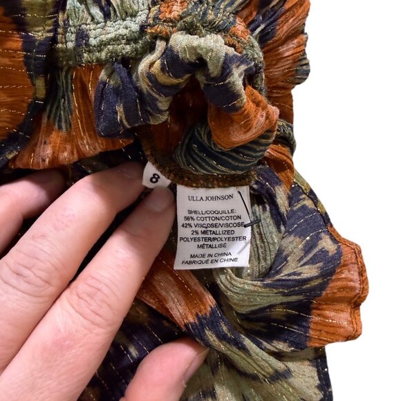 Ulla Johnson Medha Lurex Puff Sleeve Blouse Nocturne Print Size 8 - Picture 5 of 10